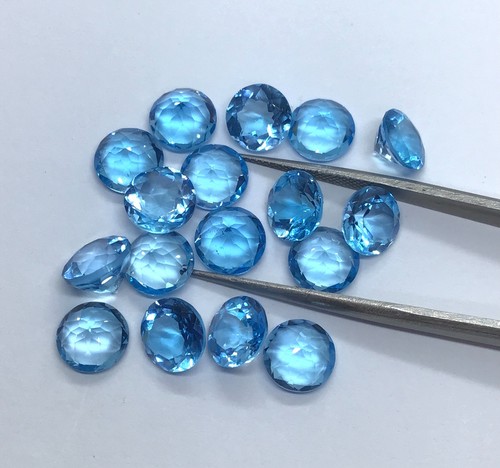 Swiss Blue Topaz Round Cut AAA Natural Loose Gemstone For Making All Jewelry - Picture 10 of 15