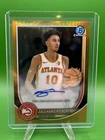 2025-26 Bowman Chrome Zaccharie Risacher Gold Autograph 10/50 Number Match