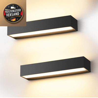 2 Pack 36W LED Wandleuchten 30Cm Schwarz Warmweiß