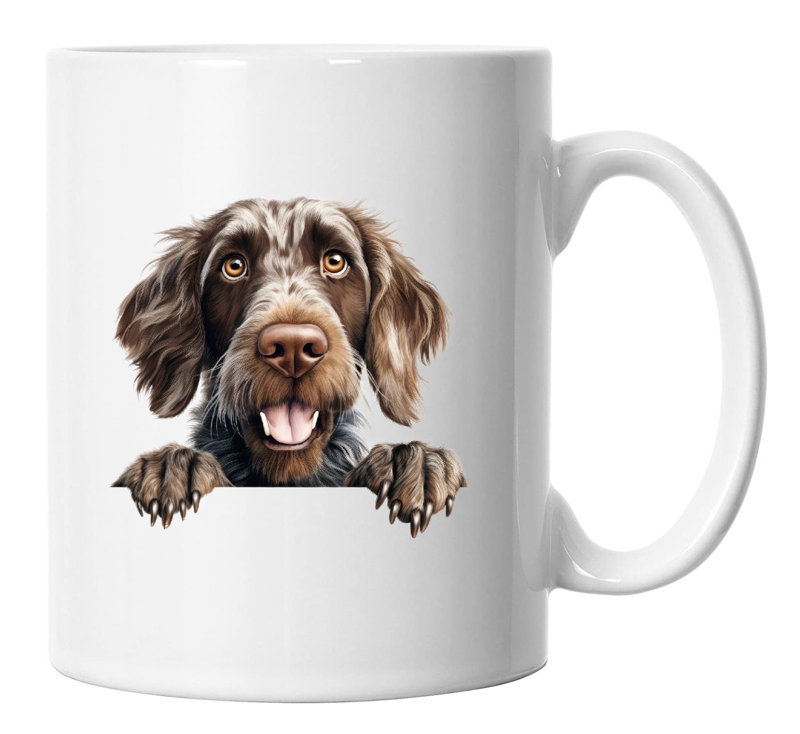 German Wirehaired Pointer Mug Peeking Peeping, German Pointer Picture Mug