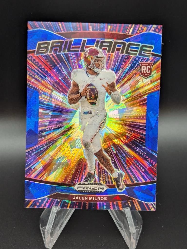 2025 Panini Prizm Draft Picks Jalen Milroe Rookie Brilliance Blue Ice Prizm /149