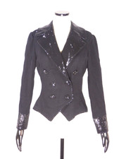 ST JOHN EVENING Black Knit Jacket Embellished SLEEVE REPAIR Size 8