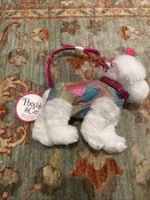 Poochie  Co. New White Plush Dog Rainbow Glitter Heart Maltese Mindy Handbag