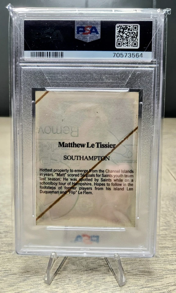 Tarjeta de novato 1986-87 Daily Mirror Stick con fútbol Matthew Le Tissier PSA 3 RC Foto 2 de 2