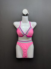 Cupshe Colorblock Stitching Bikini Top  Cheeky Bottoms Set Size Medium Pink