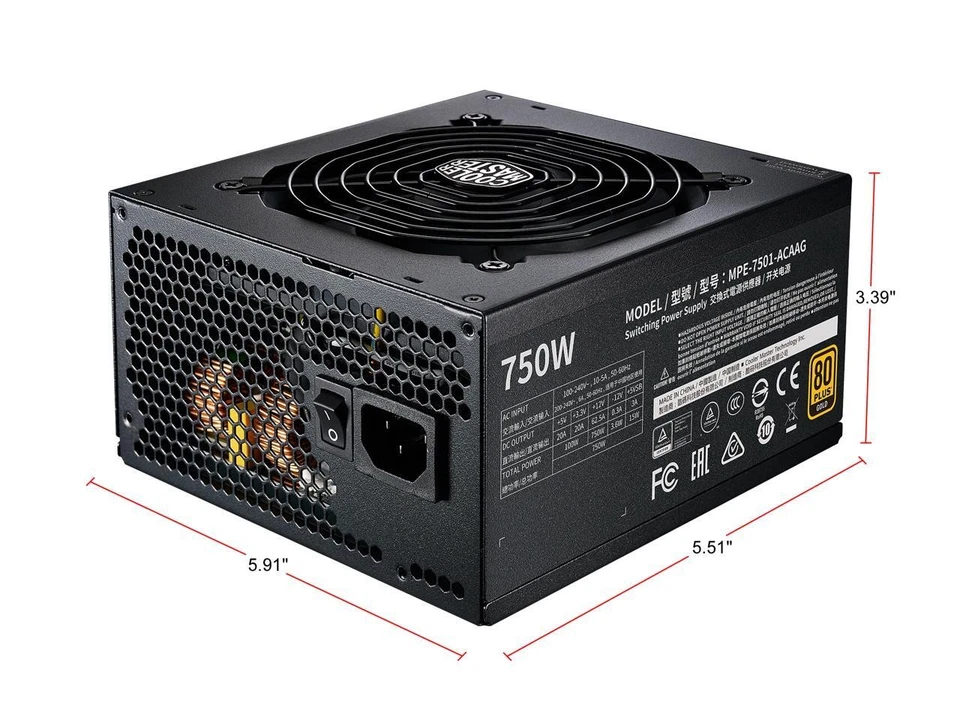 Cooler Master MWE Gold 750 V2 Fully Modular, 750W, 80+ Gold Efficiency, Quiet - Image 3 of 4