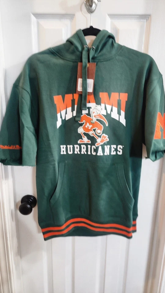 Pullover Mitchell & Ness Para Hombres Miami Hurricanes Verde Prejuego Manga Corta Talla S Foto 4 de 4