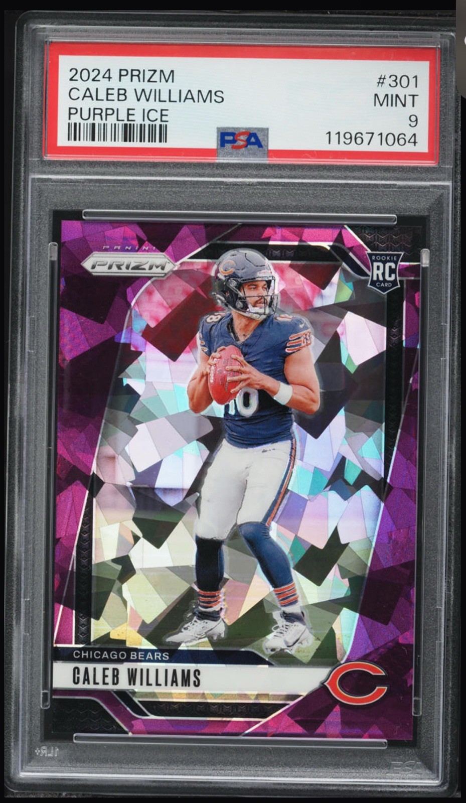 2025 caleb williams Prizm Purple Ice /225 Rookie Psa 9