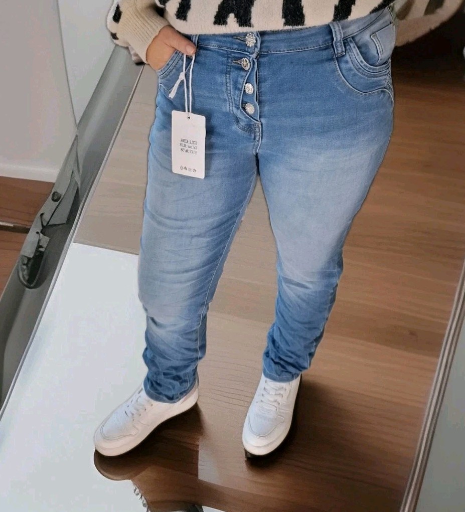 Pantalones de tela para correr KAROSTAR Plus TALLA GRANDE BAGGY JEANS azul M - XXXXL K2904