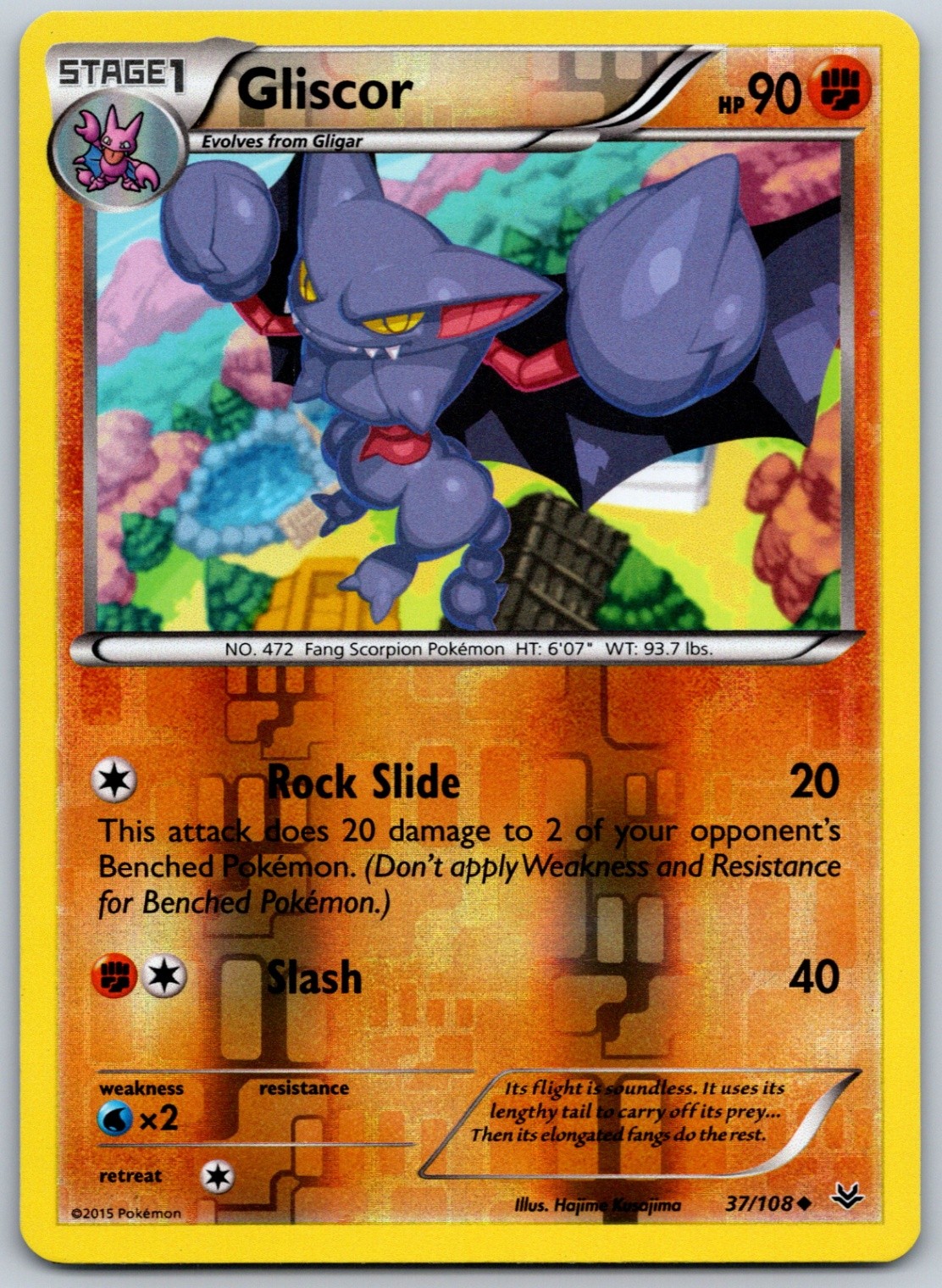 Gliscor Reverse Holo Uncommon XY - Roaring Skies 37/108 NM