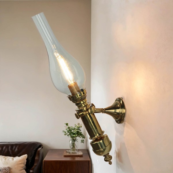Jugendstil Wandleuchte Aus Messing Greta Antikes Design Flur Badezimmer Lampe-image