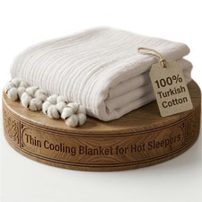 Beige 100 Turkish Cotton Muslin Blanket Thin Cooling Summer Throw 55x60
