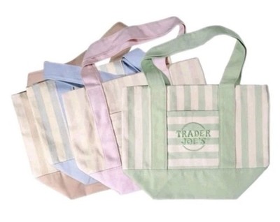 Trader Joe s Mini Pastel Stripe Canvas Tote Bag Limited Edition Set Of 4