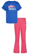 Under Armour Girls Game Day Sparkle Graphic T-Shirt  Flare Pants Set Choose Siz
