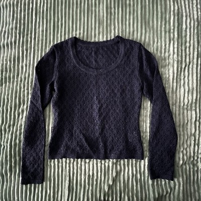 Moschino Cheap & Chic Navy Blue Wool Crochet Sweater Women s 4/34/S Italy EUC
