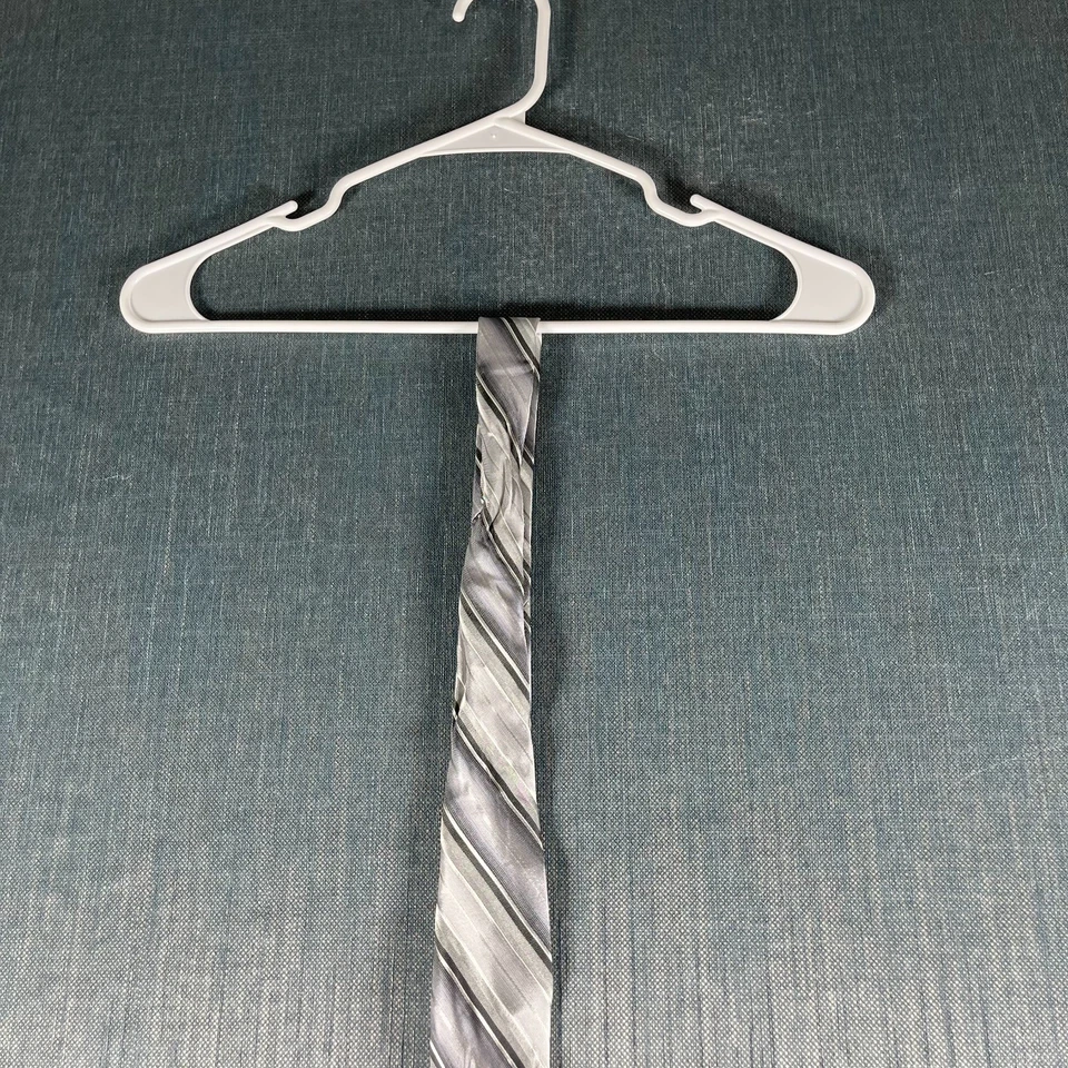 Corbata Pierre Cardin Para Hombre Plateada Rayas 100% Seda Elegante Boda Oficina Ropa Foto 2 de 4