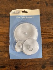 trueliving Vinyl Drain Stoppers 3 Pack White for Sink Bathtub