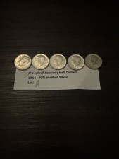90% Silver 1964 JFK Kennedy half dollars - lot of 5 - Lot A
