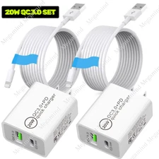 Fast Wall Charger Block Cube PD 20W QC3.0 Power Adapter For iPhone 14 13 12 11 8