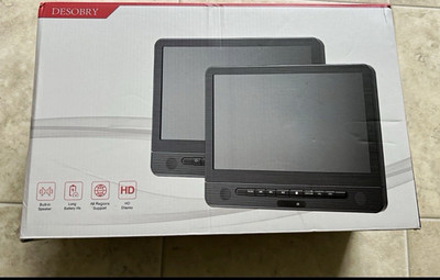 DESOBRY 10in Headrest Car DVD Player Video Monitor Dual Screens Built-In Speaker