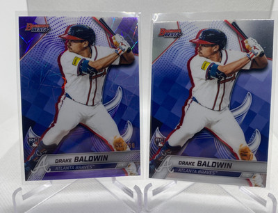 2025 Bowman's Best Drake Bladwin Purple Lazer /250 and Base RC (2)