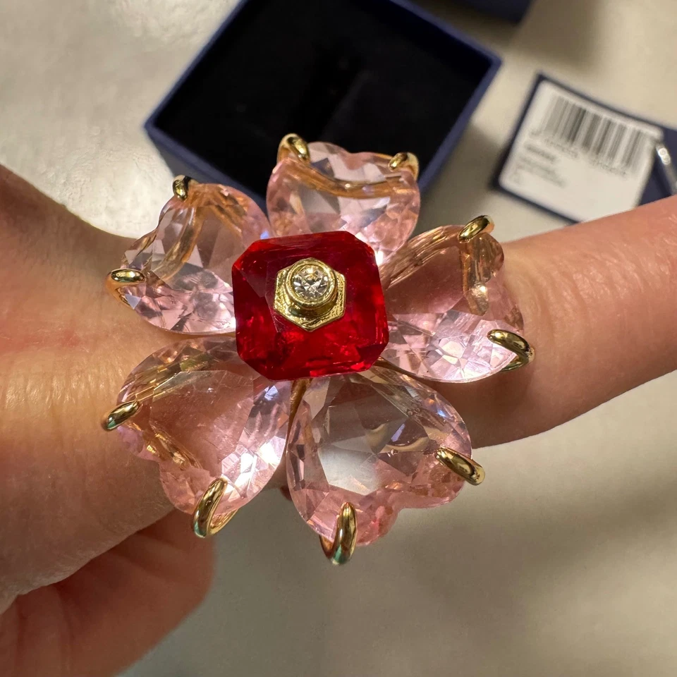 Anillo de Cóctel Swarovski Idylia Tono Oro Rosa Cristal Talla 7 Foto 2 de 3