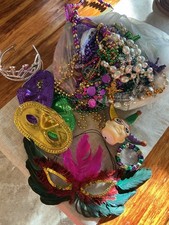 Mardi Gras supplies - beads, masks, light up toys