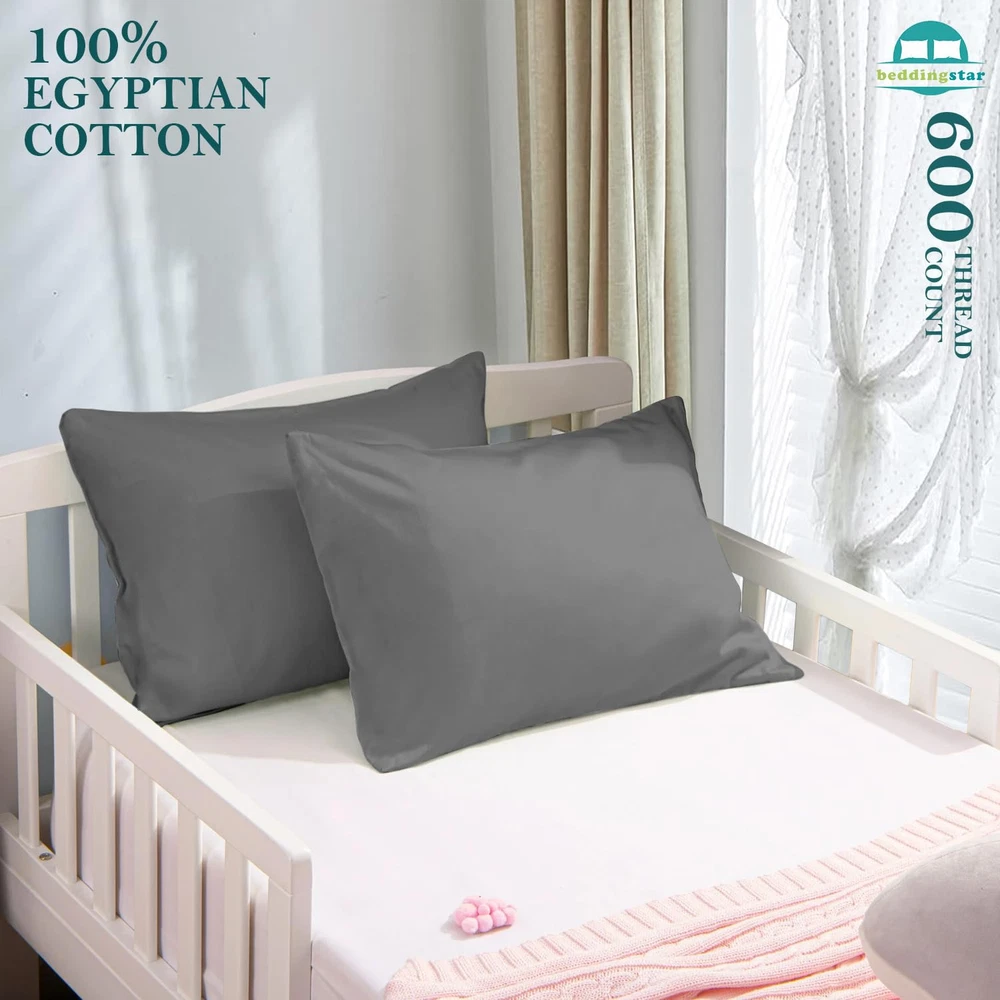 Travel Pillow Case 14x20 Egyptian Cotton Set of 2 Zipper Travel Pillowcase 60...