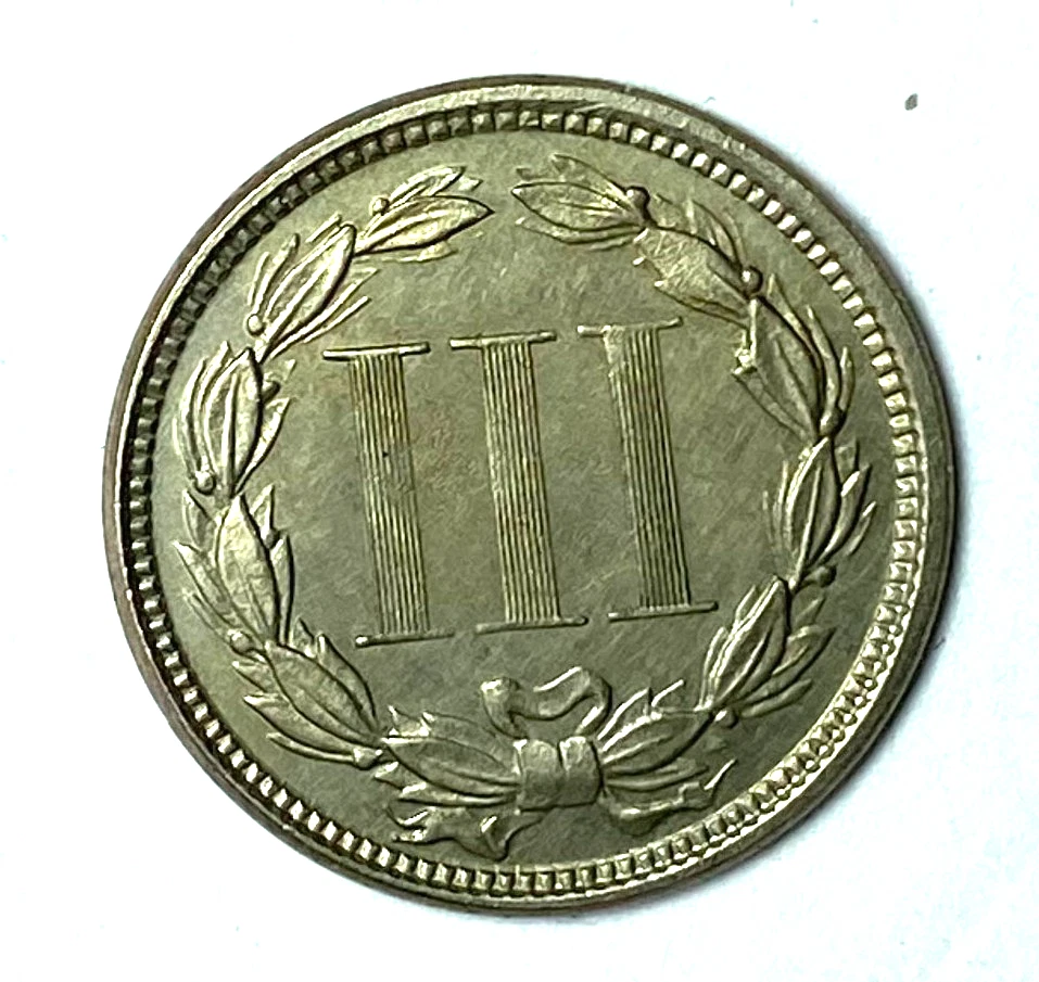 1873 3c Three Cent Proof Nickel US Coin Rare Unc Details Cleaned - Image 2 of 2