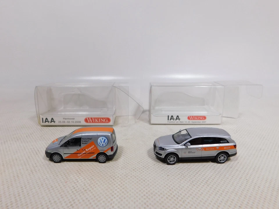 Wiking 1:87 H0 2x Modello Iaa 0275 05 VW Caddy 133 04 Audi Q7 Mint + Box # - Immagine 2 di 4