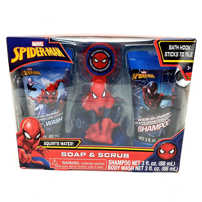 Marvel SpiderMan Kids Soap & Scrub Shampoo And Body Wash Bath Set  4 Pieces