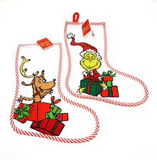 Williams Sonoma The Grinch Max Christmas Stockings Set of 2 NEW