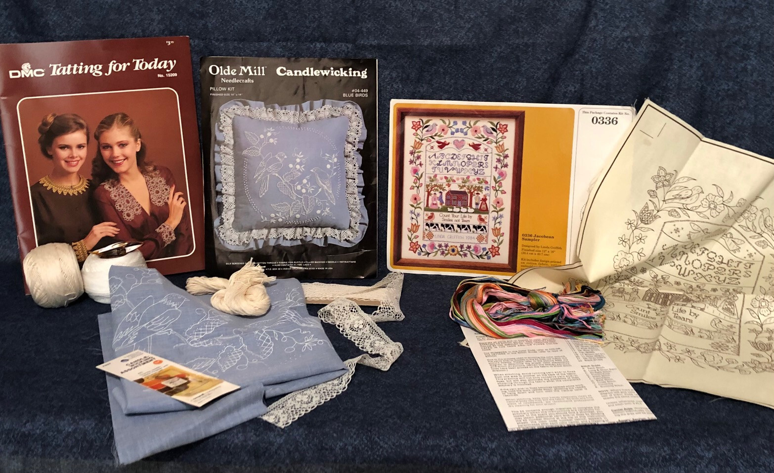 Vintage Tatting, Candlewicking, & Needlecraft Kits Sewing Projects