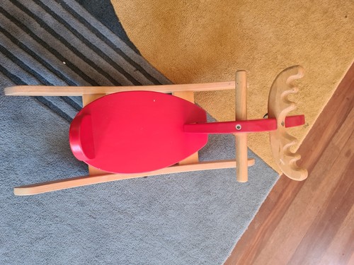 Rocking-moose, red/rubberwood Ikea EKORRE Rocking-moose garden balance toy - Picture 3 of 7