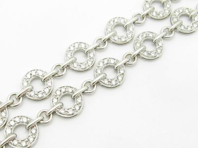 18k Oro Blanco & Natural Diamantes Dos Filas Halo Diseño Tenis Brazalete 17.8cm