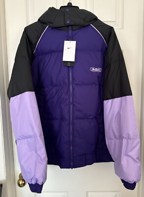 Nike $250 Men s Large Lebron James Full-Zip Hooded Down Jacket Purple DQ6140-547
