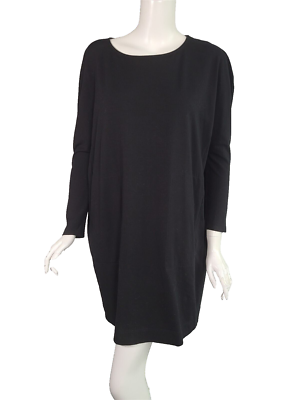 EILEEN FISHER Black Stretch Cotton Jersey Oversized Pockets Dress sz S |  eBay