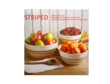 Baum Striped Bowl Set 3 Pieces Stoneware Dishwasher Safe Microwave Safe