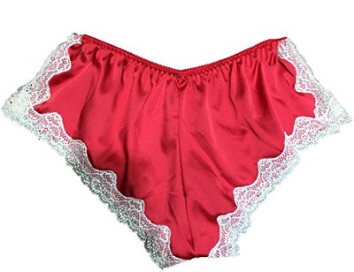 Burlesque rot Satin creme Spitze Französisch Cami Slips Stepphose Höschen Gr. 12-14