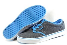 Girls Youth Kids Juniors Vans Atwood Sparkle Grey Blue Canvas Sneakers Shoes