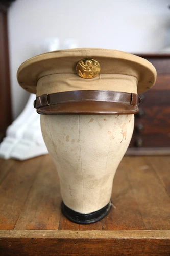 US Army Military Officer Enlisted Visor Uniform Hat WW2 Cap Vintage Antique