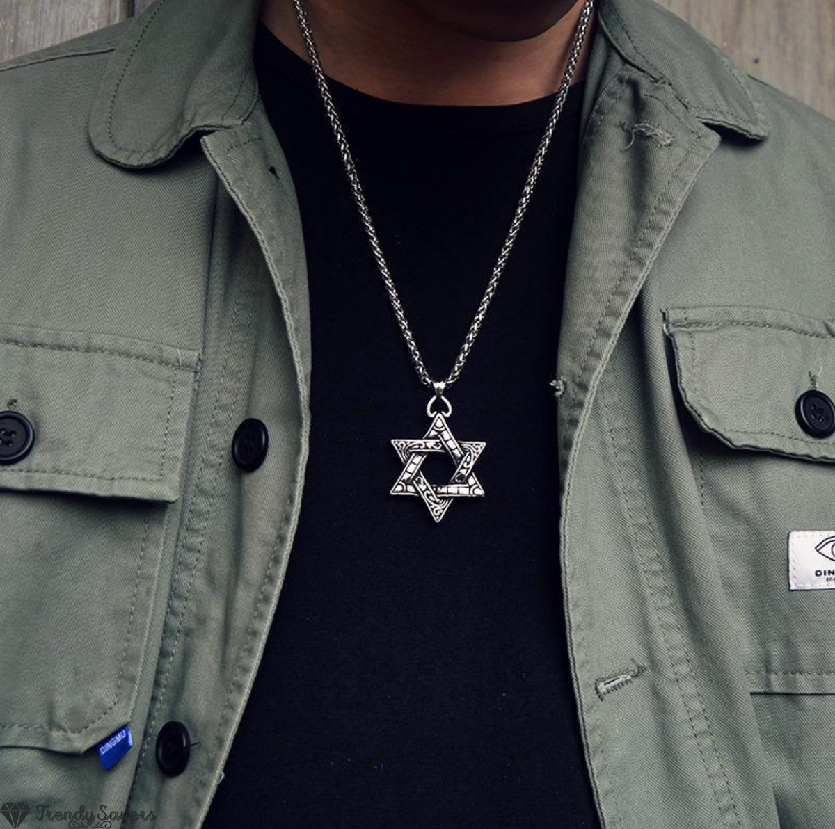 Light Blue Crystal Interlaced Star of David Necklace Light Blue Crystal Interlaced Star of David Necklace