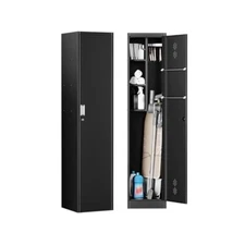 71" Metal Cabinet, Organize Brooms, Mops & Tools with Security Lock