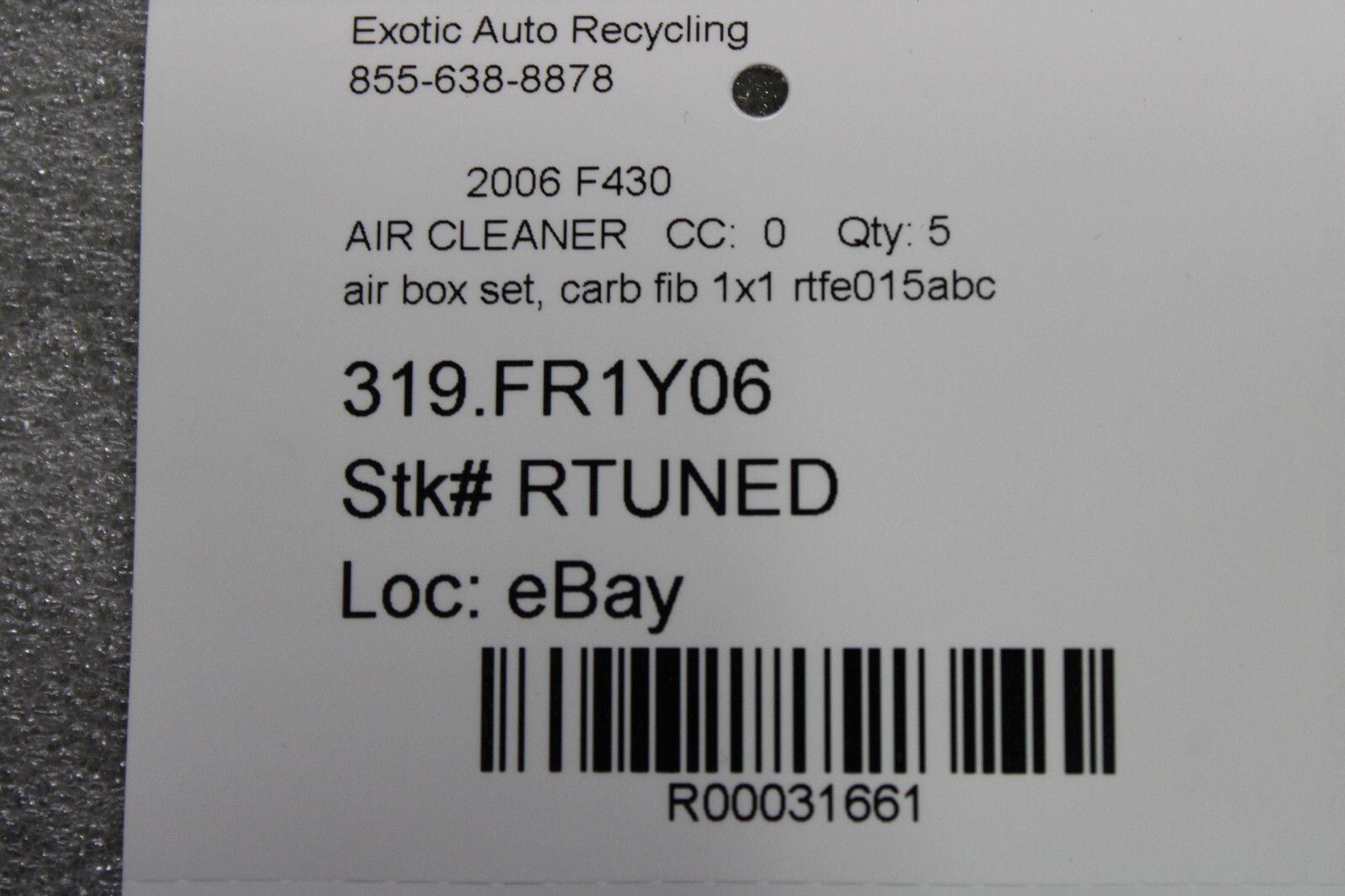 Ferrari F430, Carbon Fiber, Air Box Set, 1x1 Weave, New, P/N rtfe015abc
