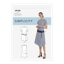 Simplicity R10505 Drop Waist Dress & Hip Belt Sz 10-18, Plus 20W-28W UNCUT S9100