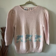 VINTAGE 80s Liz Thomas Hand Knit Sweater Women  s Size L