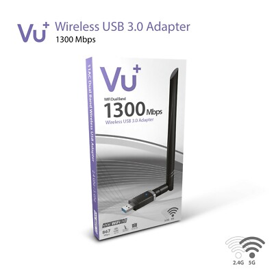 VU+  Dual Band Wireless USB 3.0 Adapter 1300 Mbps inkl. 6 dBI Antenne