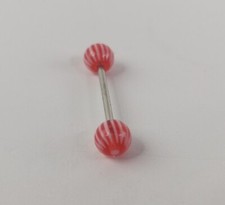 Glow In The Dark Luminous Red/White Barbell Tongue Rings Body Piercing.