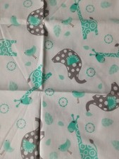 Fabric Blue Giraffe And Grey Elephant Fat Quarter 18 L X 21 W Multicolor
