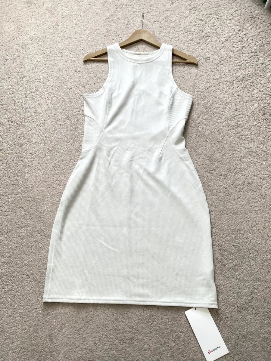 Lululemon Ribbed Softstreme Slim-Fit Tank Dress Bone-size 2/4 8-New with  Tag
